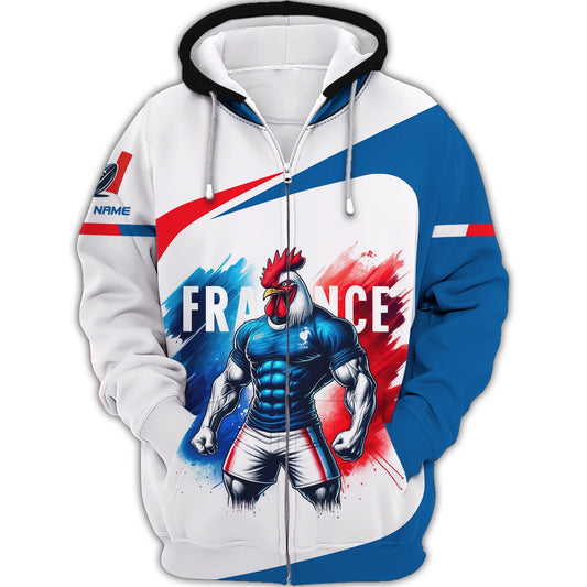 ZIpper Hoodie French Rugby League Federation 3D Shirts Rubgy Custom T-Shirts