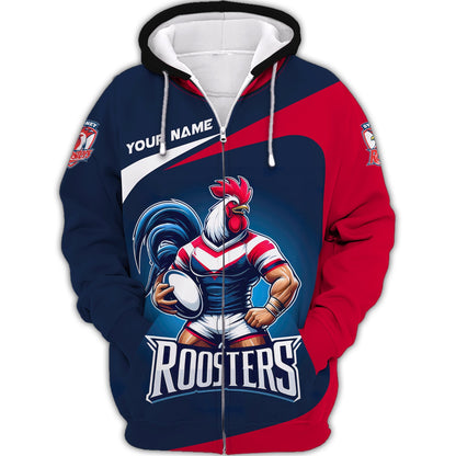 Zipper Hoodie Rugby Custom T-Shirts Sydney Roosters Lover 3D Shirt