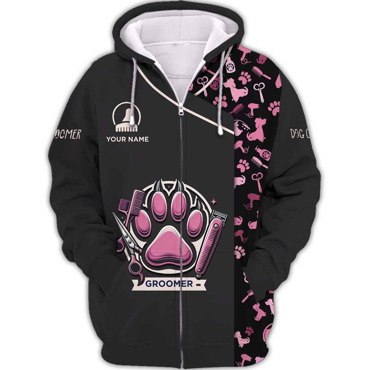 Zipper Hoodie Clean Your Pet Paw 3D Shirt Groomer Custom T-Shirts