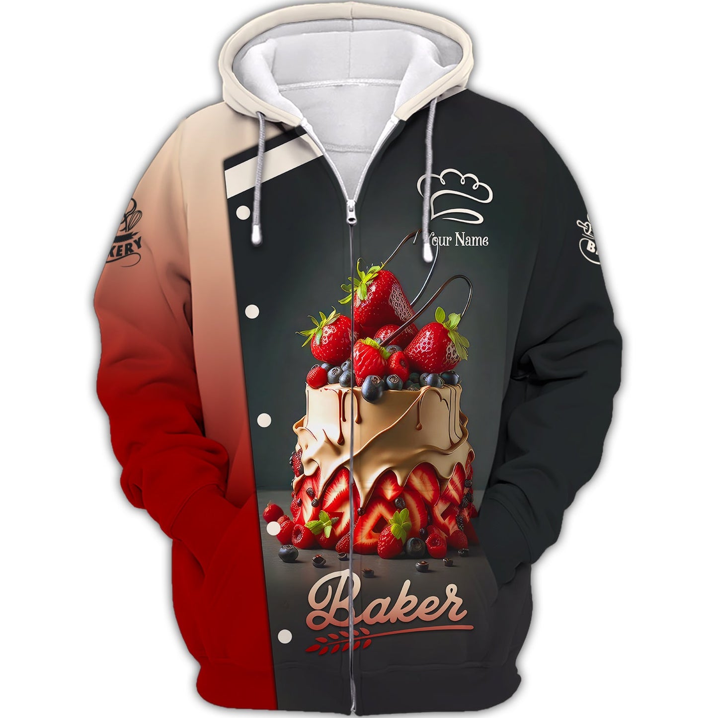 Zipper Hoodie Bakery Custom T-Shirts Sweet Cake 3D Shirt Gif For Baker