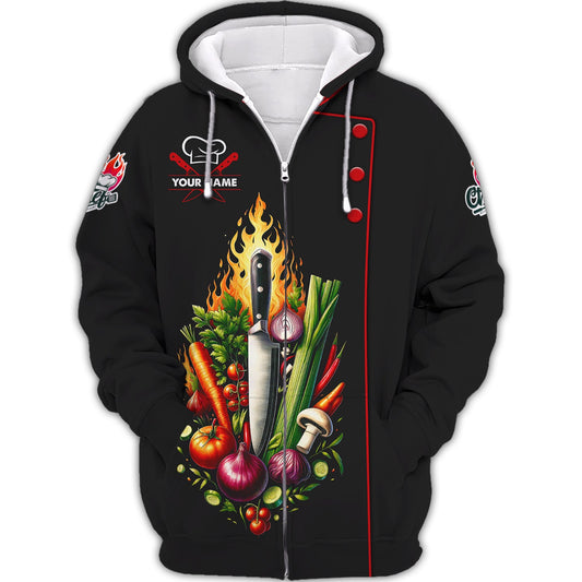 Zipper Hoodie Chef Unisex Custom T-Shirs Chef Cooking Food 3D Shirt