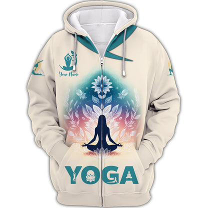 Zipper Hoodie Woman Doing Yoga In Nature 3D Shirt Relax And Practice Yoga  Custom T-Shirts