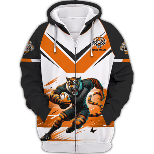 Zipper Hoodie Rugby Lovers Custom T-Shirts  West Tigers 3D Shirt