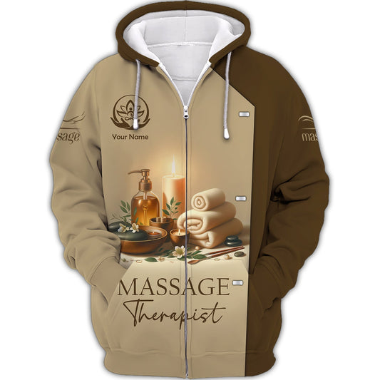 Zipper Hoodie Tranquil Spa 3D Shirt Therapist Massage Custom T-Shirts, Hoodie