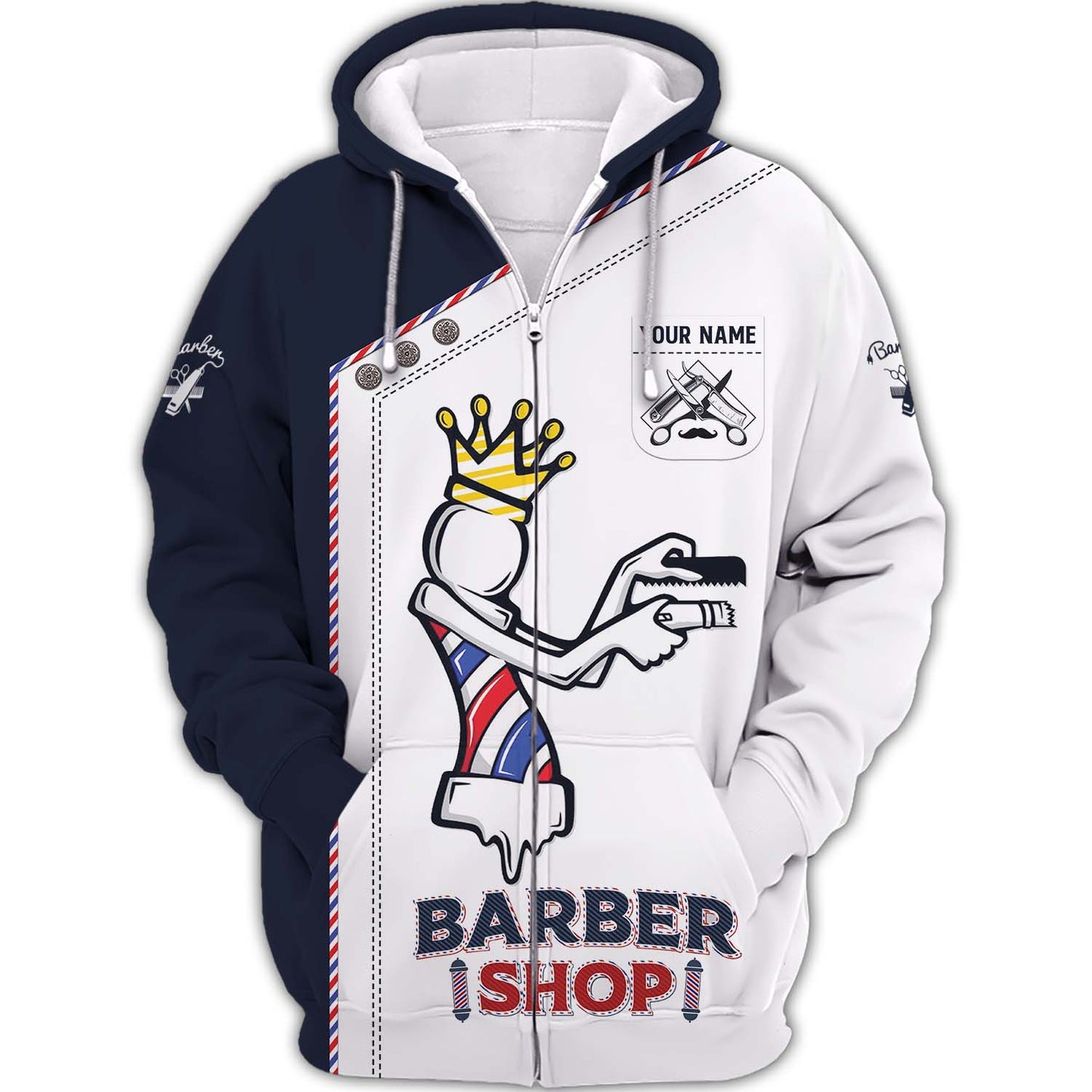 Crowned Barbershop Lamp 3D Shirt Barber Custom T-Shirts