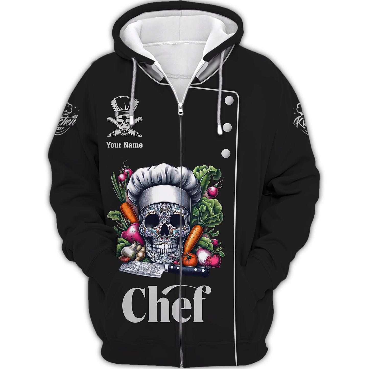 Skull Chef Unisex Custom T-Shirts Cooking Chef 3D Shirt