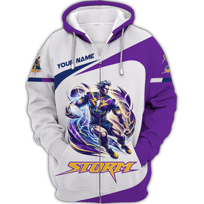 Zipper Hoodie Rugby Lovers Custom T-Shirts Melbourne Storm 3D Shirt