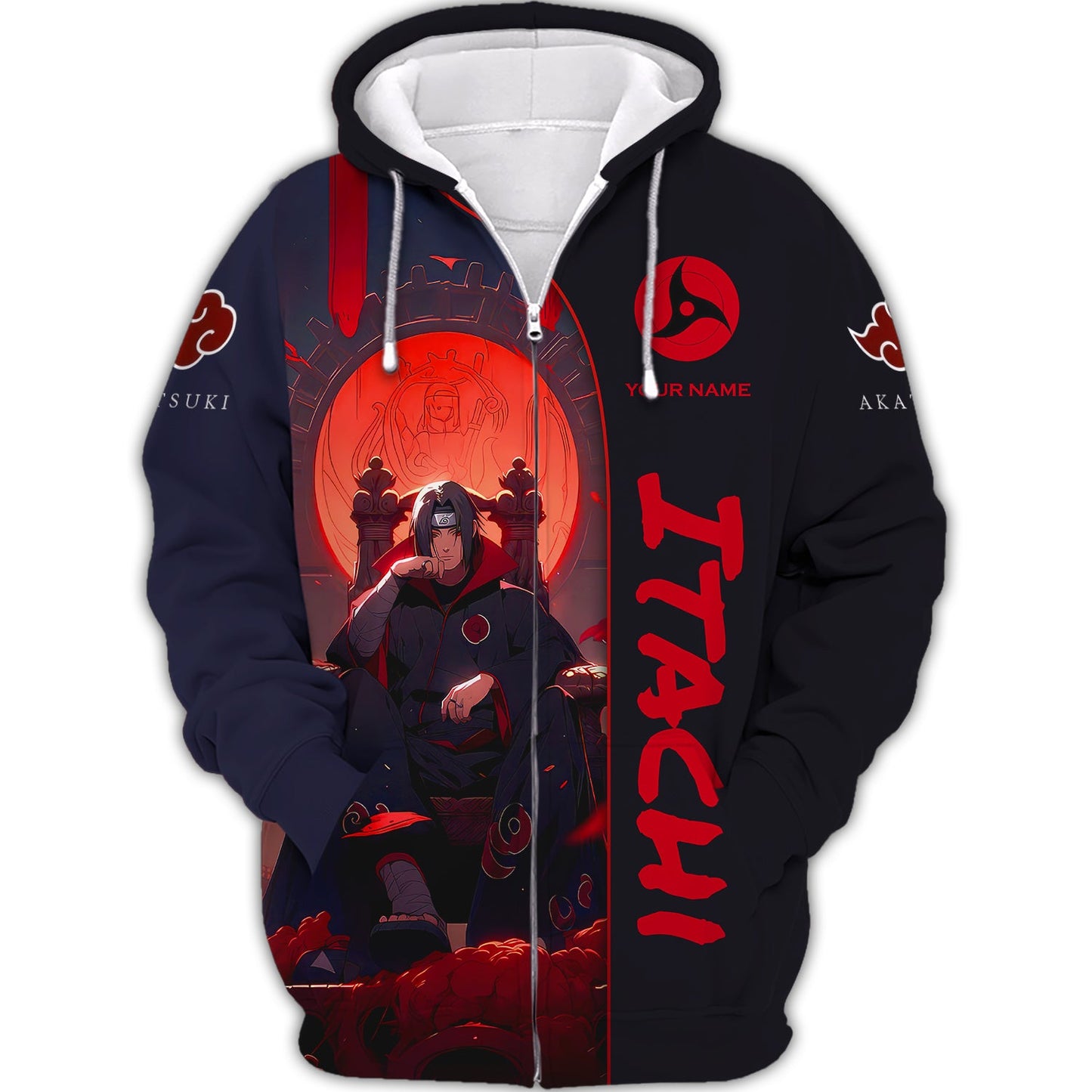 Zipper Hoodie Uchiha Itachi 3D Shirt Naruto Custom T-Shirts