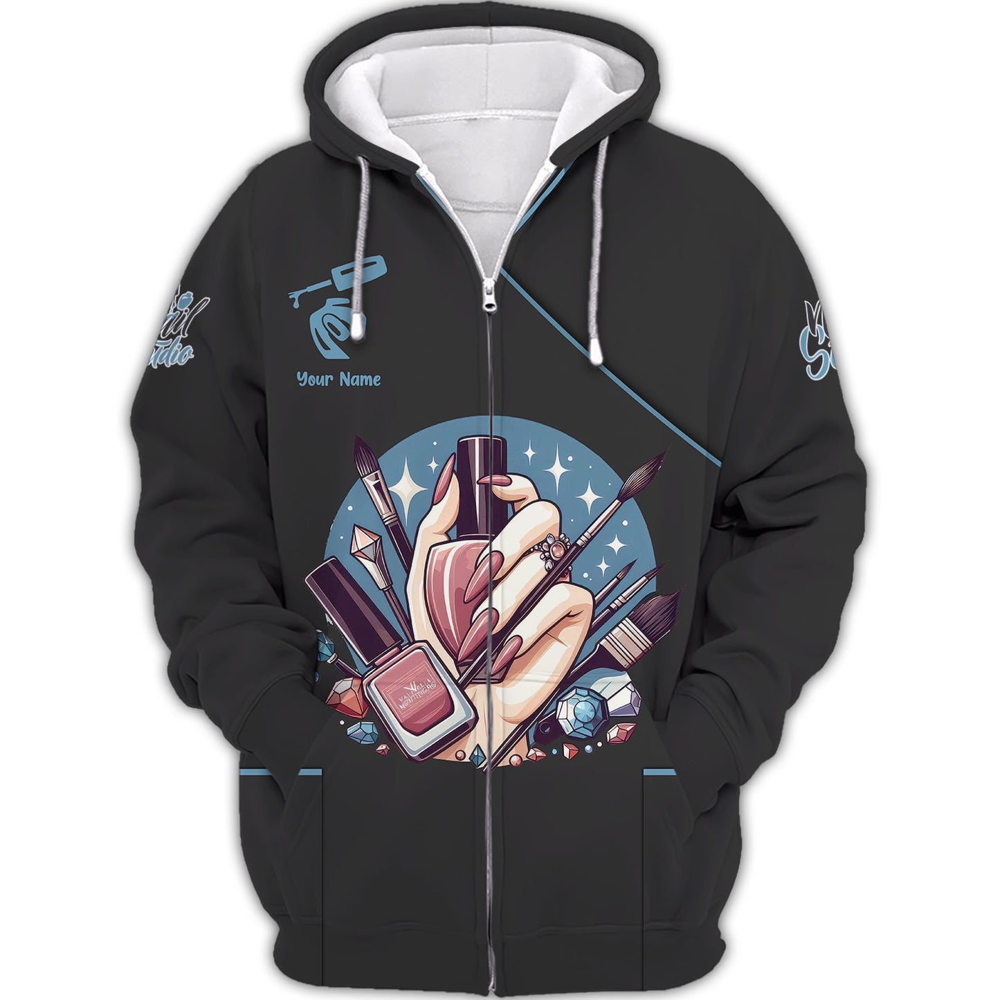 Zipper Hoodie Nails Aura Tools 3D Shirt Nail Artist Custom T-Shirts