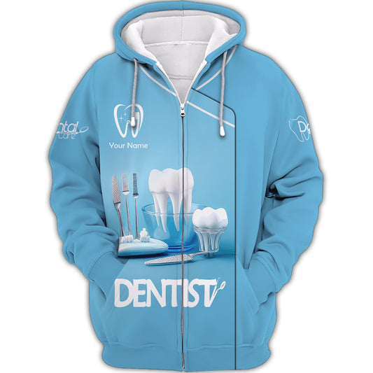 Zipper Hoodie Dentistry Clinic 3D Shirt Dental Custom T-Shirts Gif For Dentist