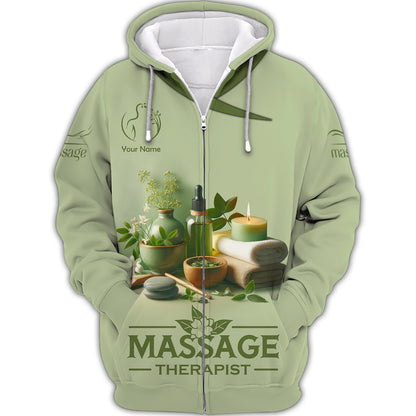 Zipper Hoodie Massage Custom T-Shirts Skin Care Spa Set Decoration Candle 3D Shirt, Hoodie