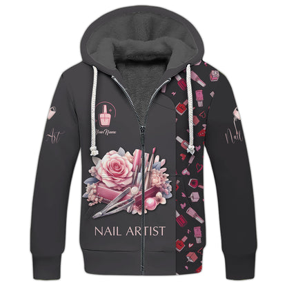 Nail Polish With Rose Watercolor 3D Shirts Nail Artist Custom T-Shirts