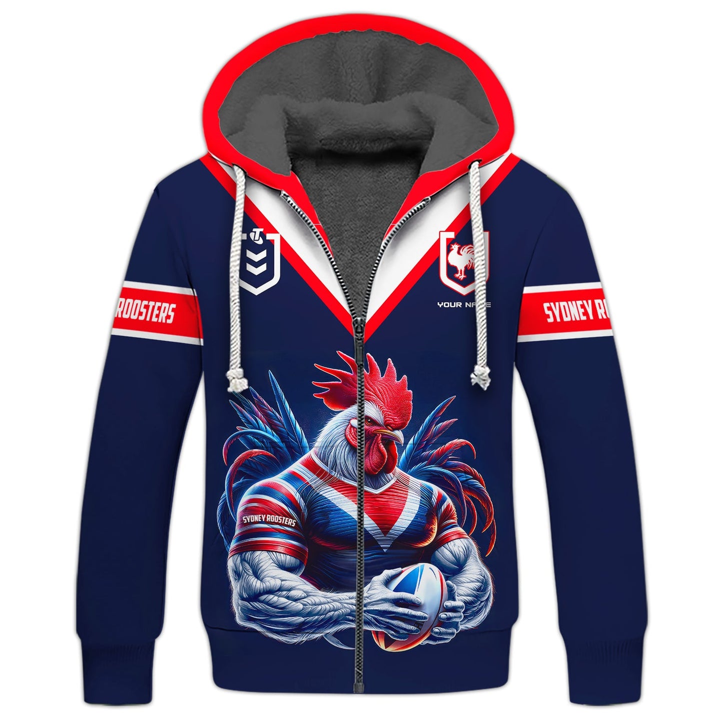 Zipper Hoodie Rugby Lover Custom T-Shirts Sydney Roosters 3D Shirt