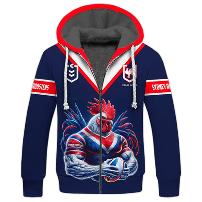 Zipper Hoodie Rugby Lover Custom T-Shirts Sydney Roosters 3D Shirt