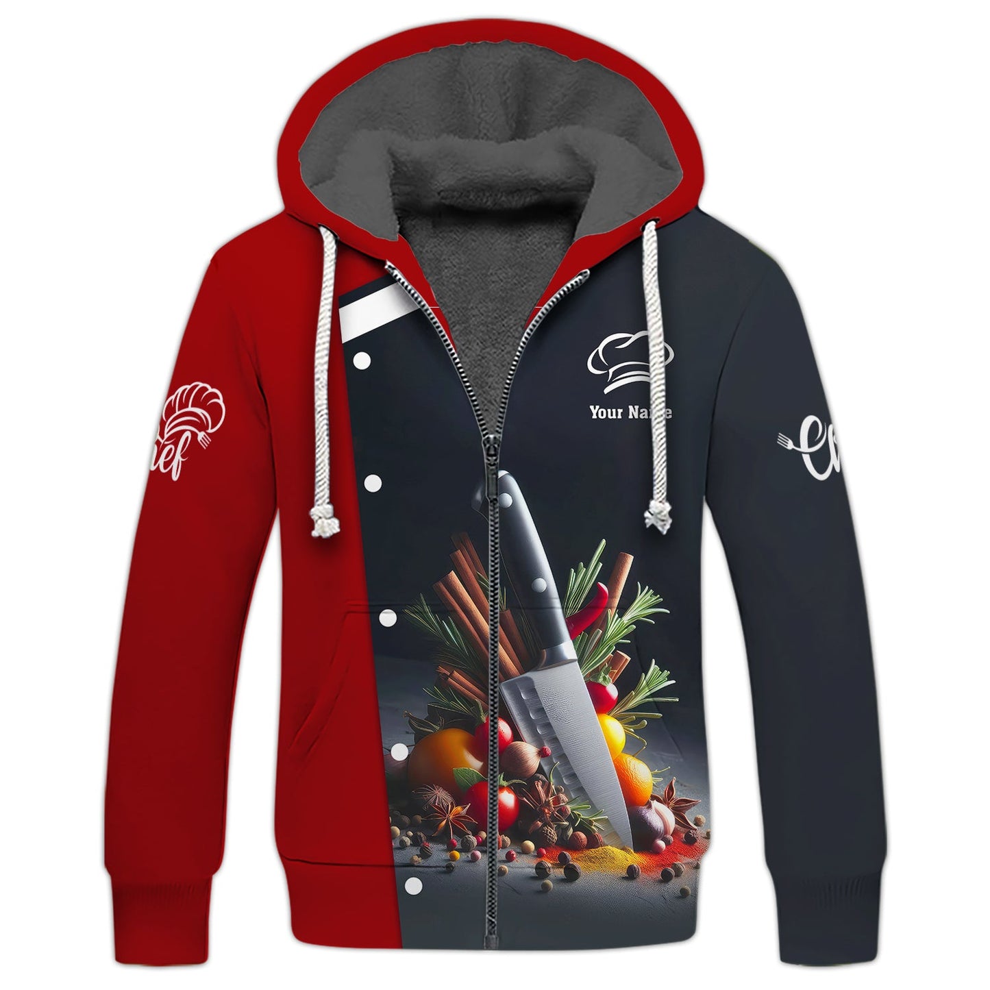 Zipper Hoodie Kitchen Knives 3D Shirts Knife Cooking Chef Custom T-Shirts, Hoodie