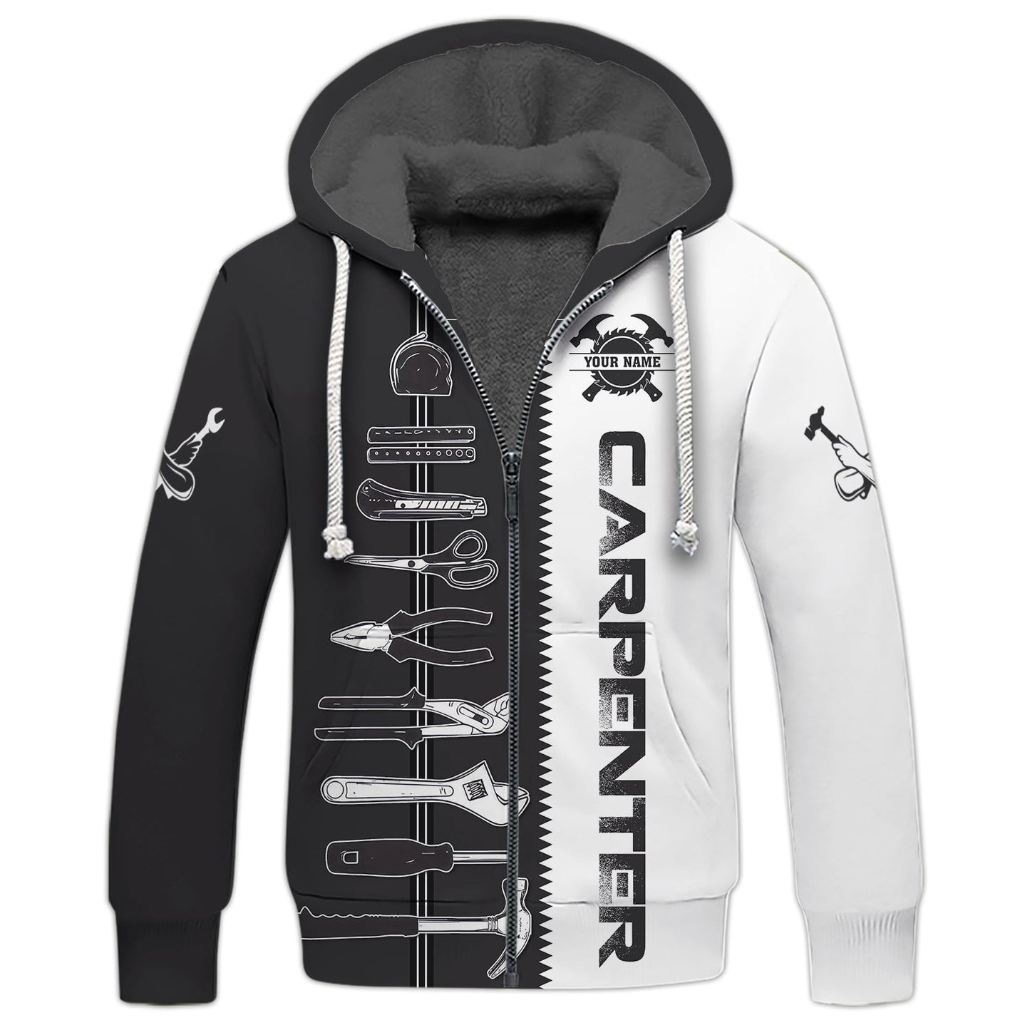 Zipper Hoodie Carpenter Custom T-Shirts Carpentry Tools 3D Shirt