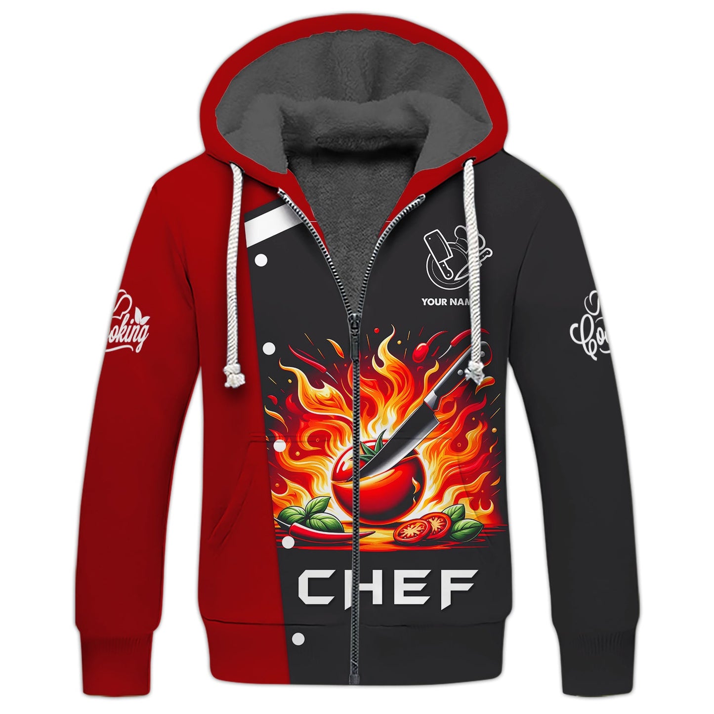 ZIpper Hoodie Chef Fire 3D Shirt Gif For Chef Lover Custom T-Shirts