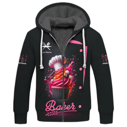 Zipper Hoodie Personalized Custom T-Shirt Cupcake 3D Shirts Gif For Baker