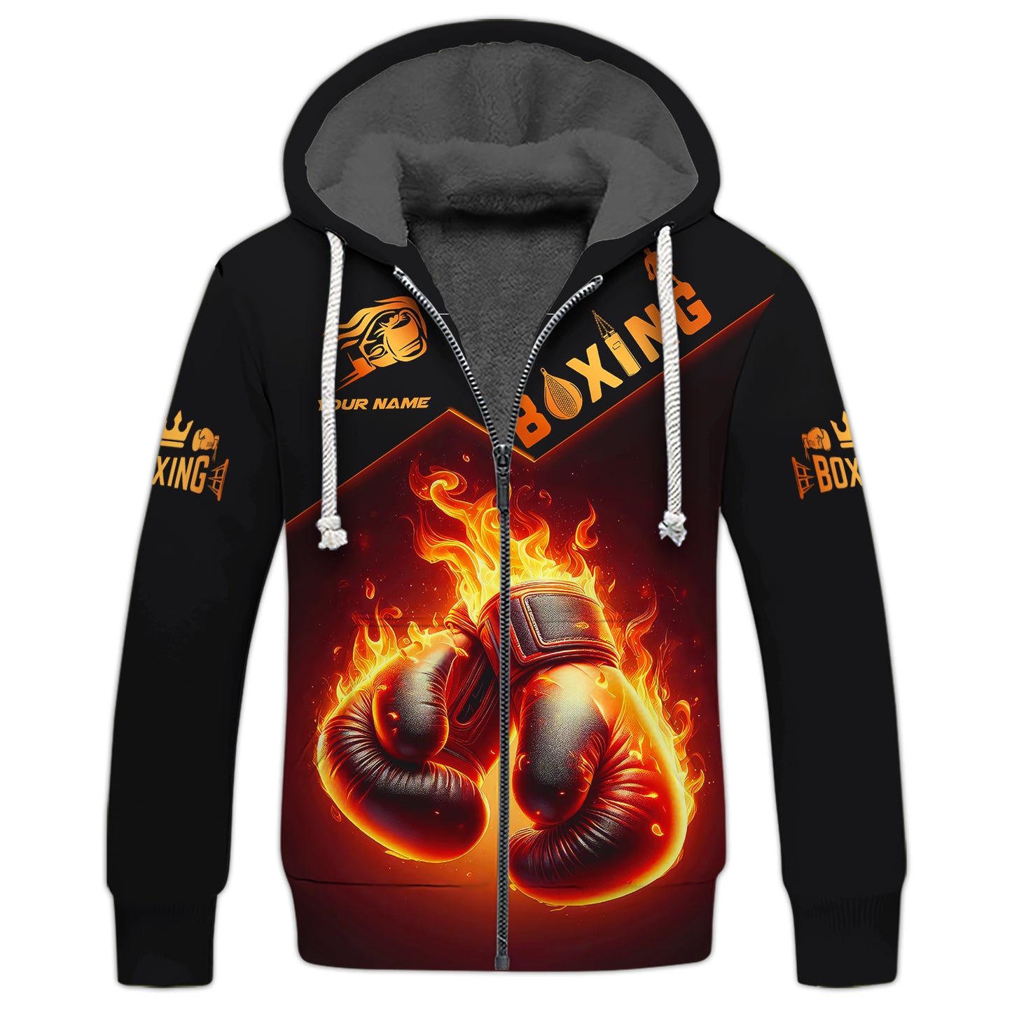 Closeup Of Boxing Gloves With Fire 3D Shirts Boxing Custom T-Shirts