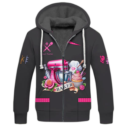 Zipper Hoodie Baker Tools Colorful 3D Shirt Bakery Custom T-Shirts