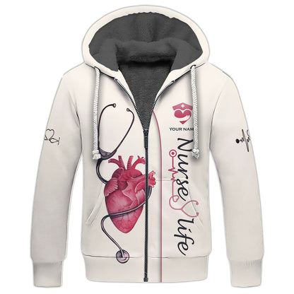 Hoodie Stethoscope With Heart 3D Shirt Beautfull Nurse Tattoo Custom T-Shirts Zipper Hoode