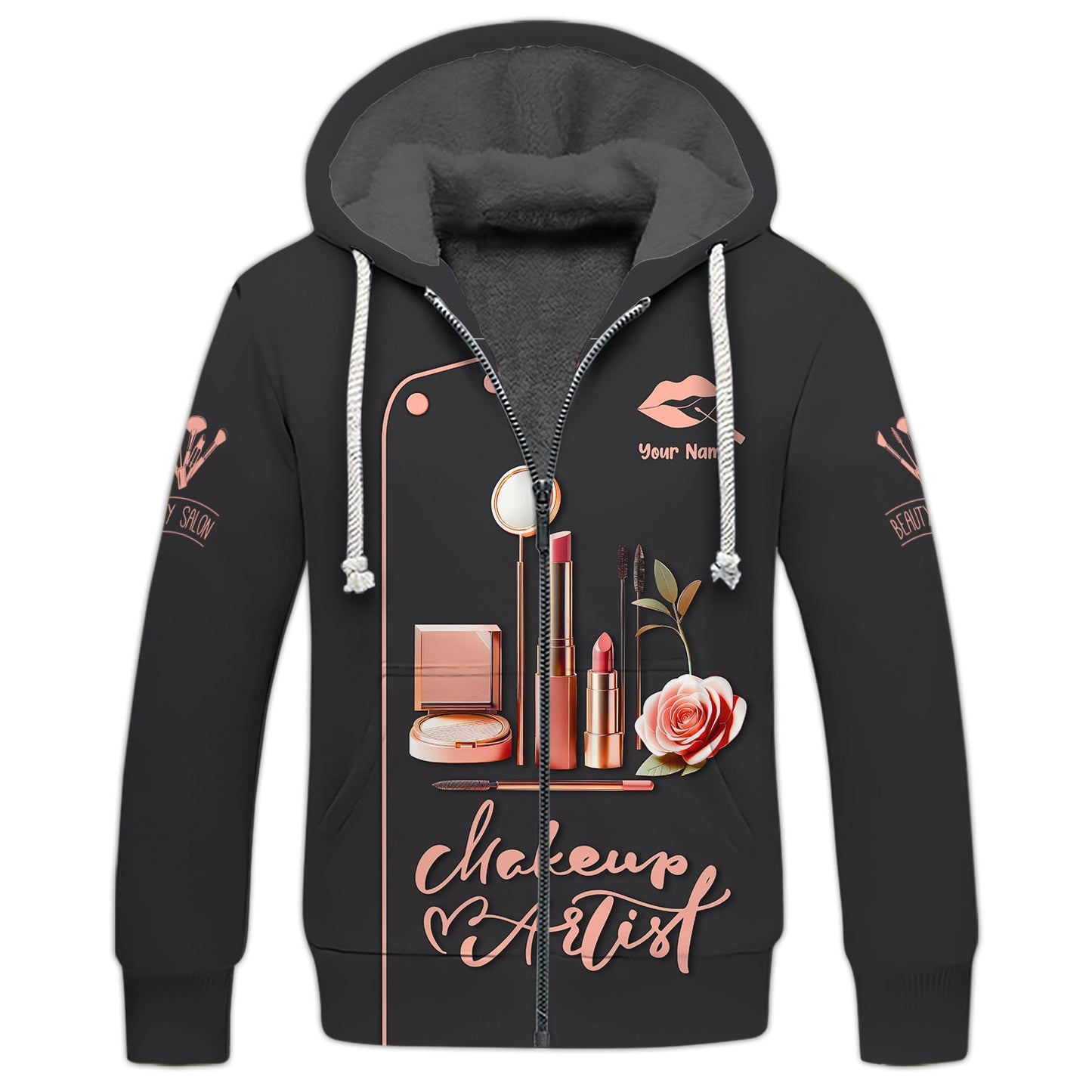 Zipper Hoodie Makeup Artist Tools 3D Shirt Beauty Salon Custom T-Shirts