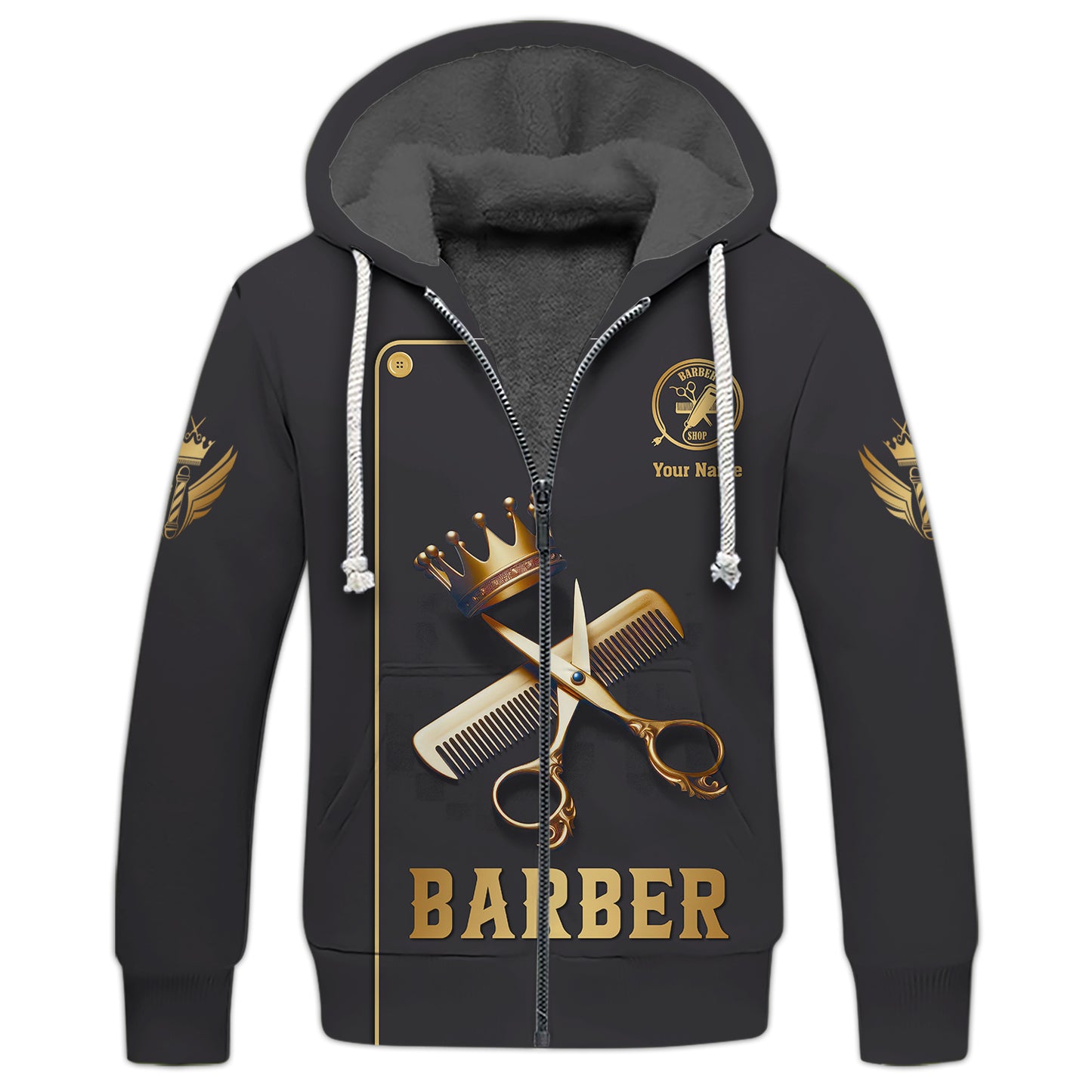 Golden Scissors And Comb With Crown 3D Shirt Barber Custom T-Shirts