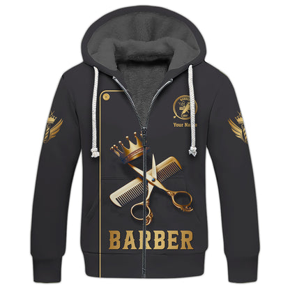 Golden Scissors And Comb With Crown 3D Shirt Barber Custom T-Shirts