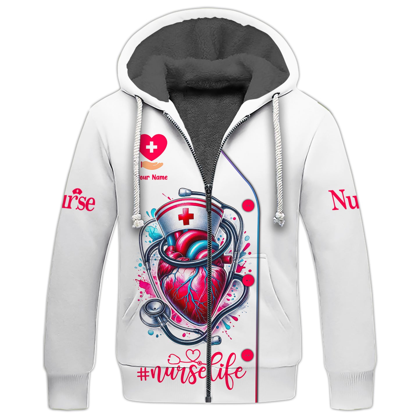 Nurse Life Custom T-Shirts Heart And Stethoscope 3D Shirt