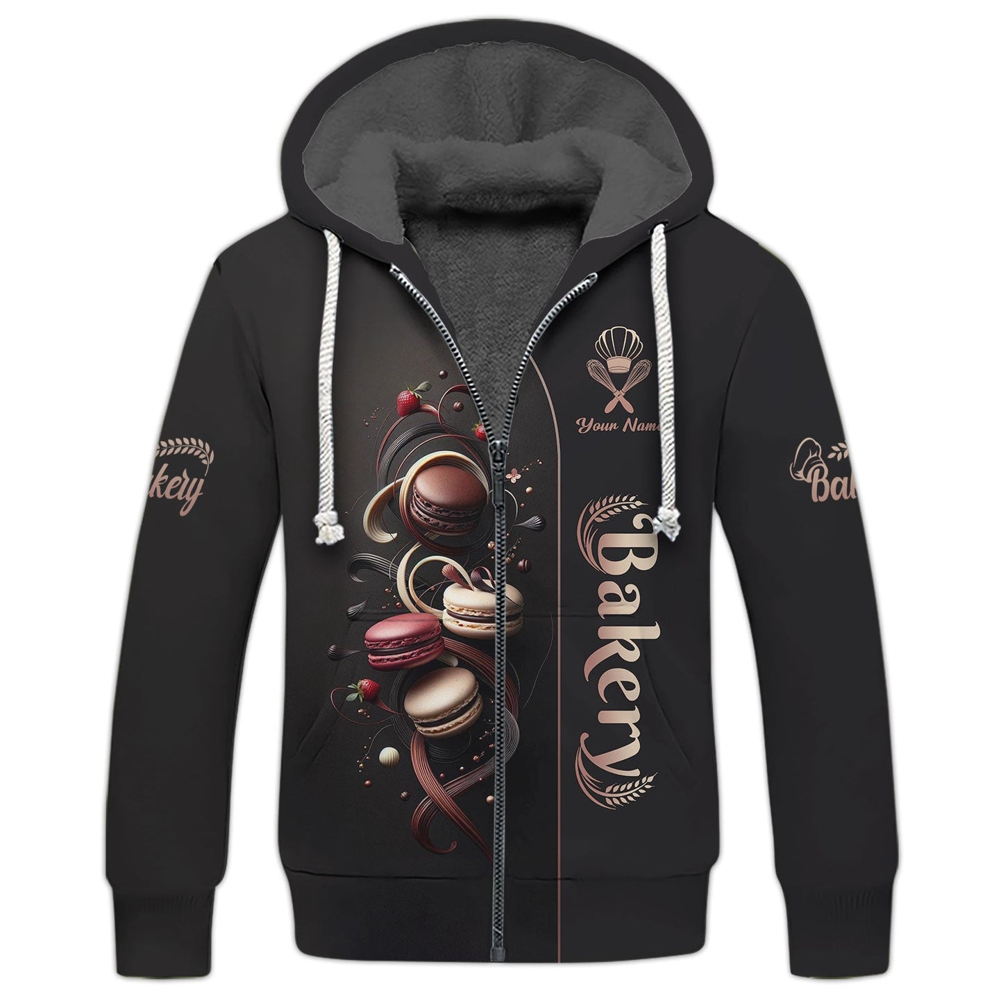 Zipper Hoodie Macarons Chocolate Custom T-Shirts Bakery 3D Shirt Gif For Baker