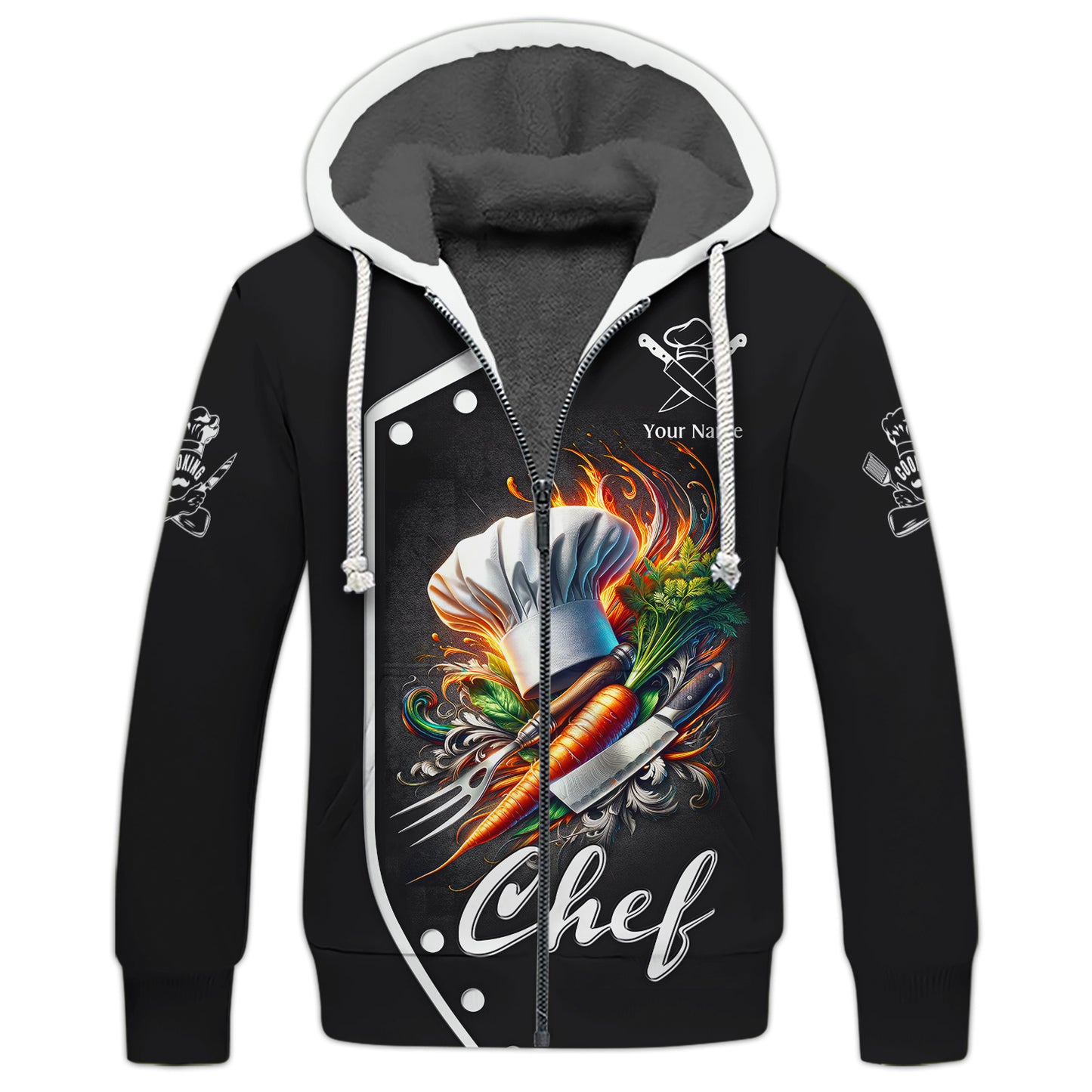 Zipper Hoodie Chef Cooking 3D Shirt Kitchen Tools Custom T-Shirts