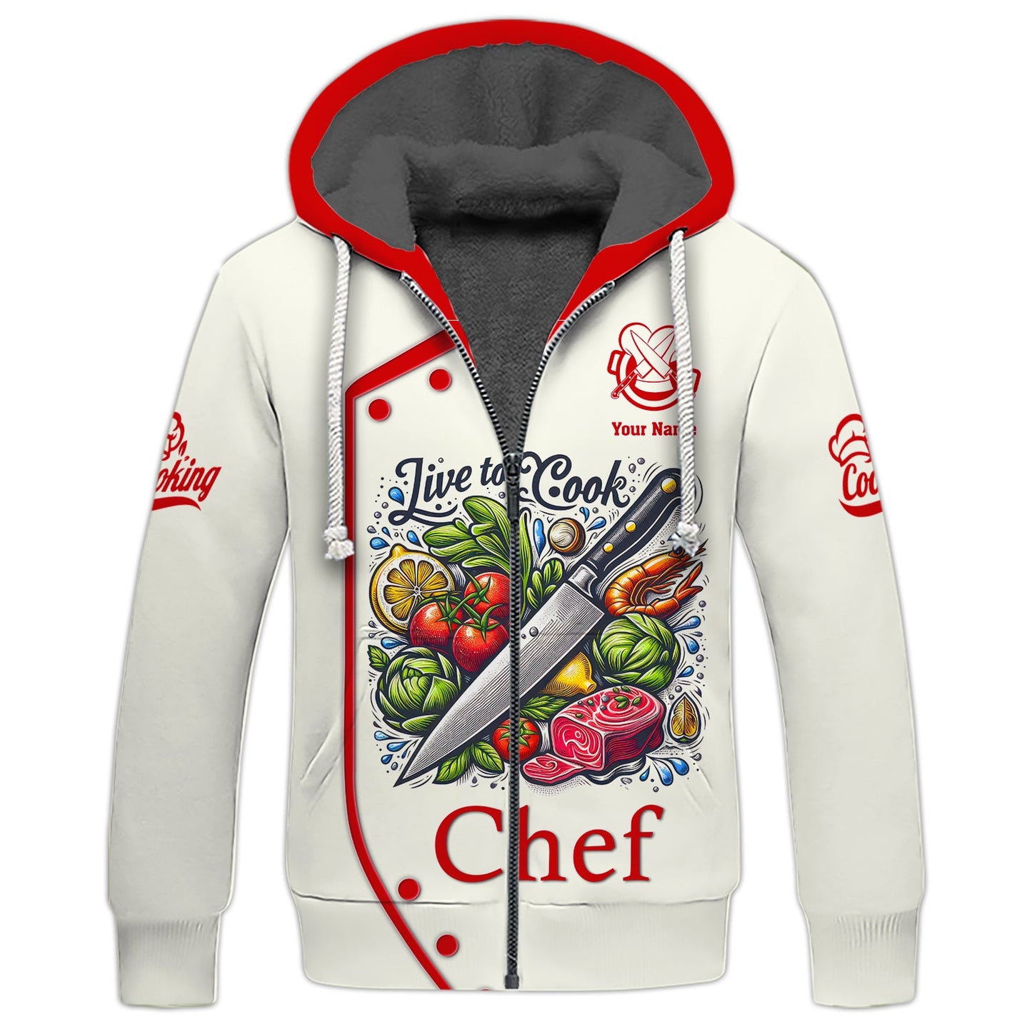 Zipper Hoodie Unisex Knives Cooking Chef Custom T-Shirts Gif For Chef Lover