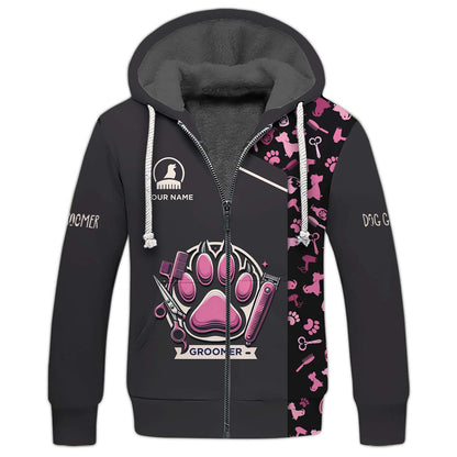 Zipper Hoodie Clean Your Pet Paw 3D Shirt Groomer Custom T-Shirts