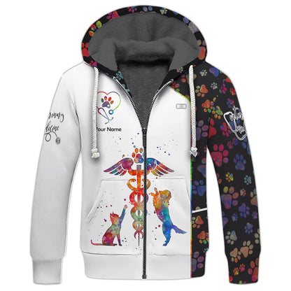 Zipper Hoodie Veterinary Caduceus Art Watercolor 3D Shirts Vet Custom T-Shirts