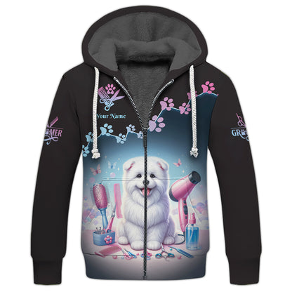 Zipper Hoodie Groomer Custom T-Shirts Dog And Grooming Tools 3D Shirt