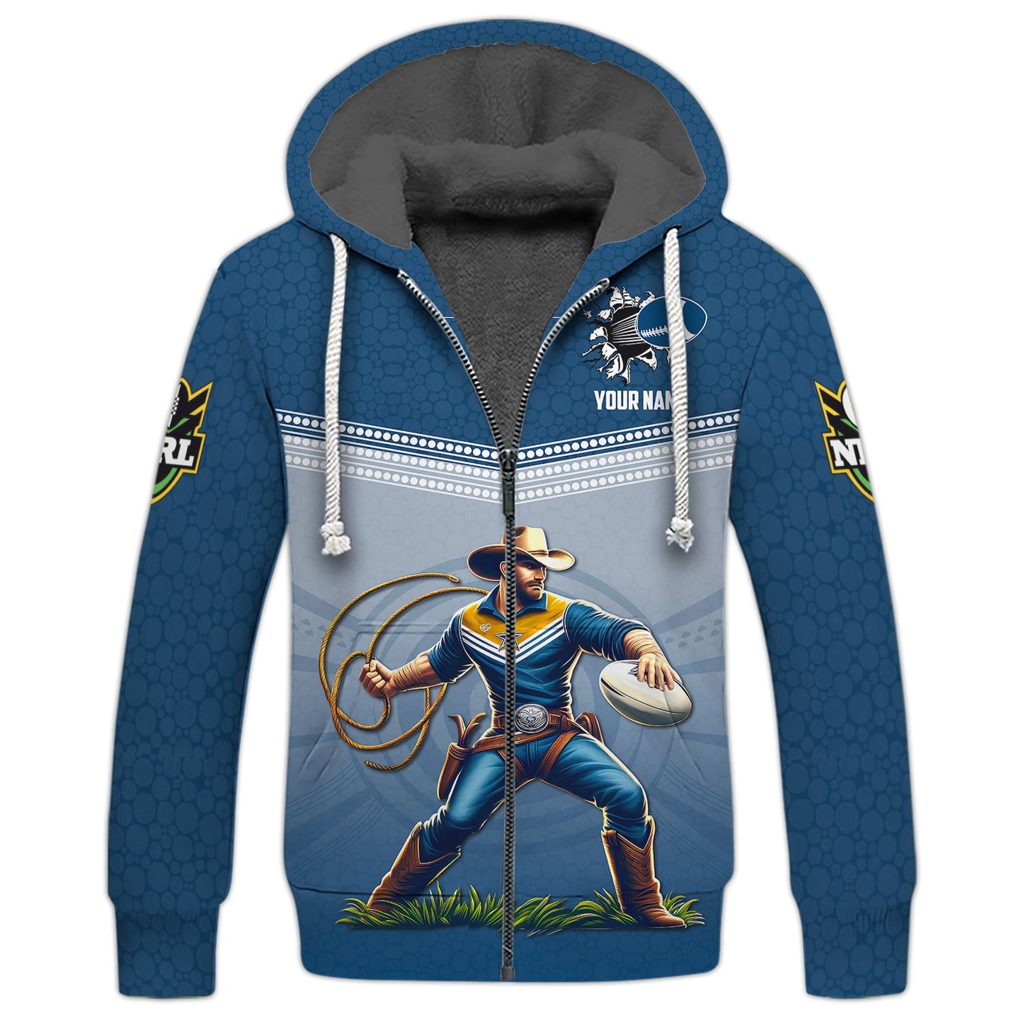 Zipper Hoodie North Queensland  Cowboys 3D Shirt Rugby Custom T-Shirt