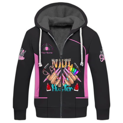 Zipper Hoodie Personalized Colorful Nails 3D Shirt Nail Artist Custom T-Shirts