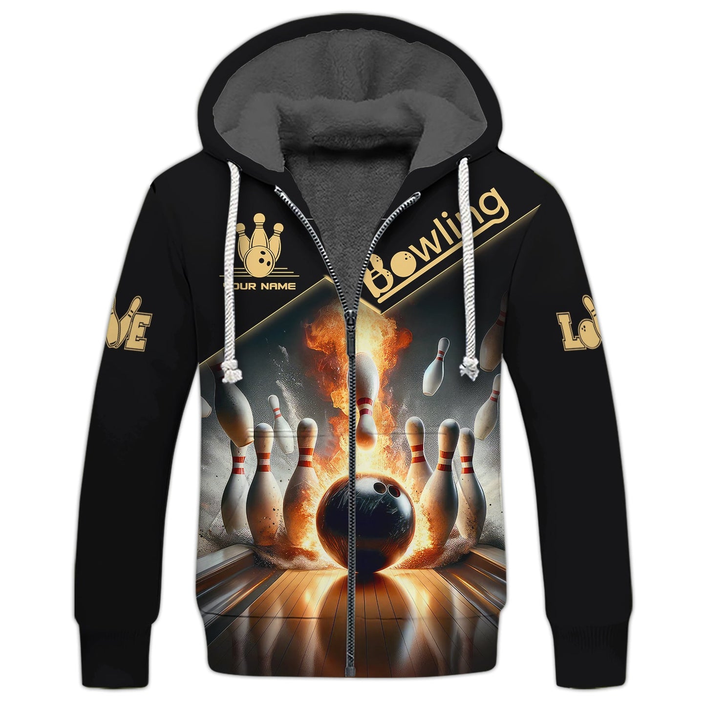 Zipper Hoodie Bowling Strike Custom T-Shirts Gif For Bowling Athlete 3D Shirt, Hoodie