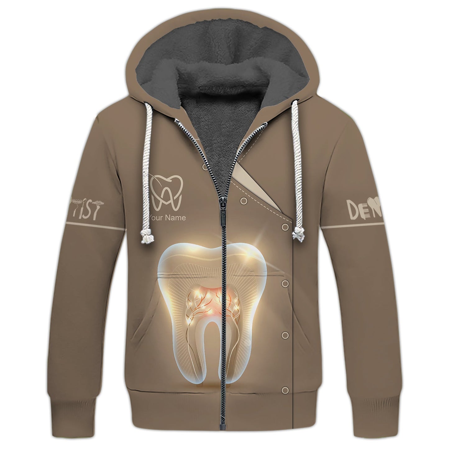 Zipper Hoodie The Tooth Surface Glows 3D Shirts Gif For Dental, Cosmetic dentistry Custom T-Shirts