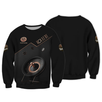 Roulette Black Luxury 3D Shirt Casino Custom T-Shirts