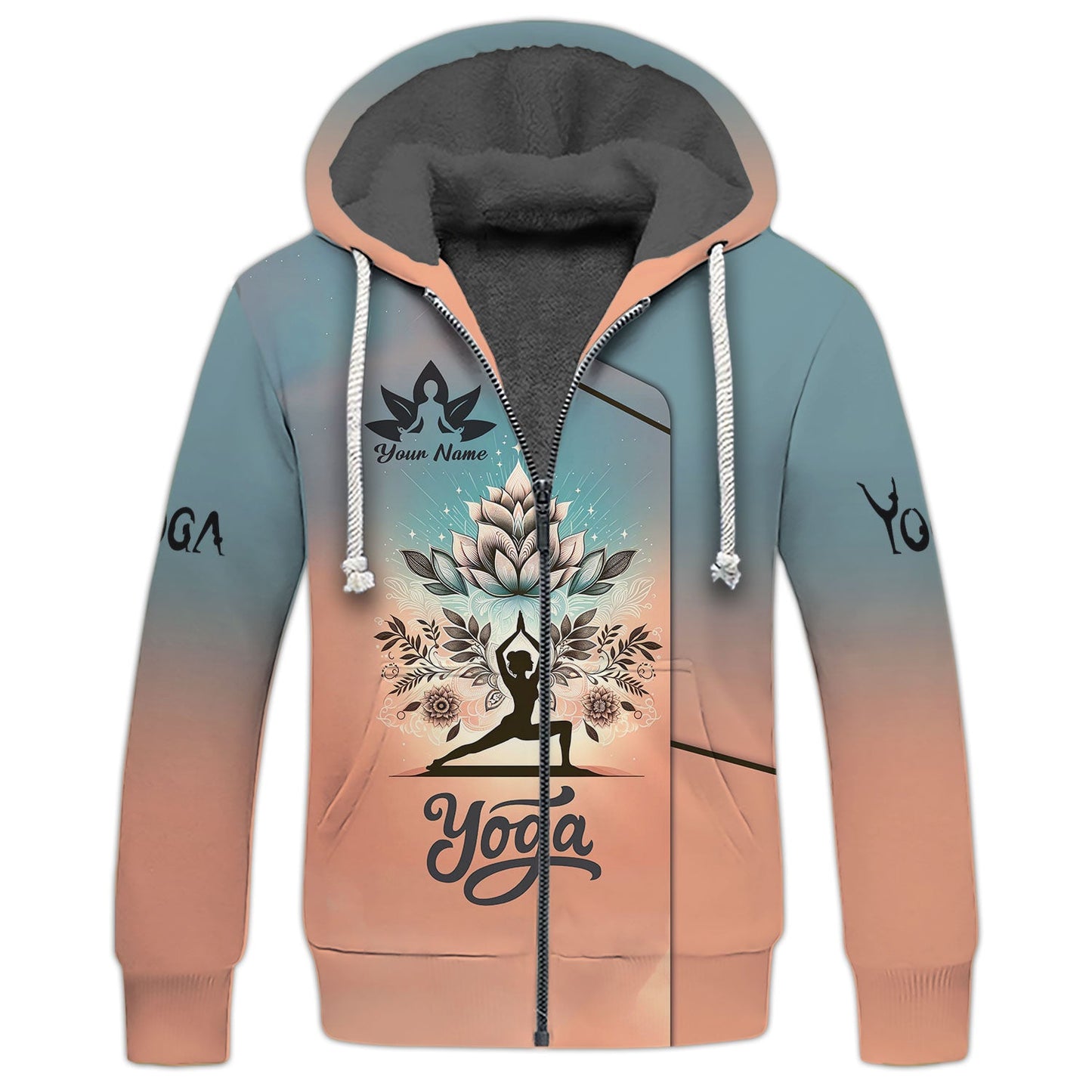 Zipper Hoodie Yoga With Lotus Motifs 3D Shirt Psychic Enlightenment Custom T-Shirts