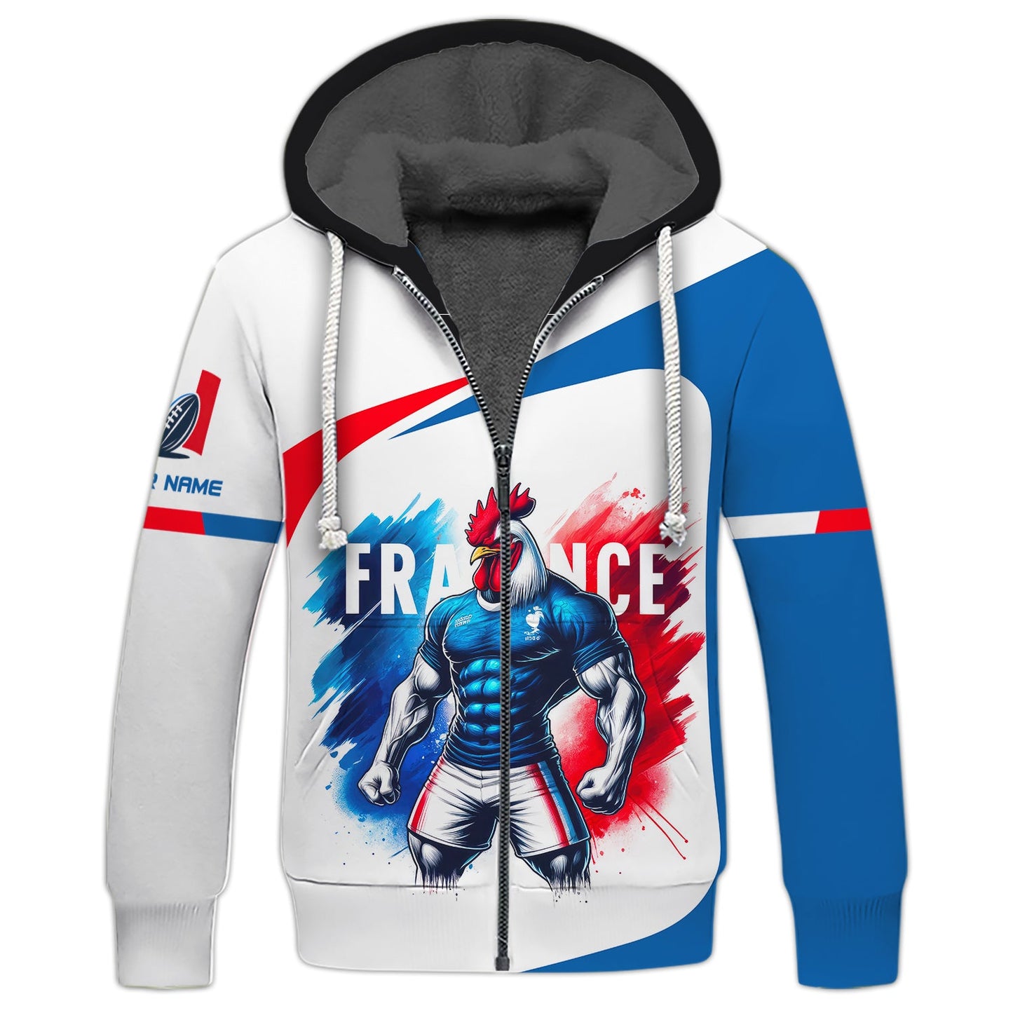 ZIpper Hoodie French Rugby League Federation 3D Shirts Rubgy Custom T-Shirts