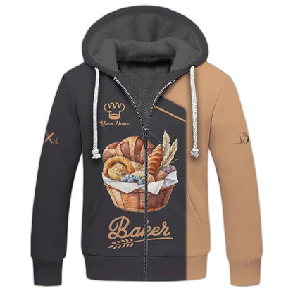 Bread Basket 3D Shirt Bakery Custom T-Shirt Gif For Baker Zipper Hoodie