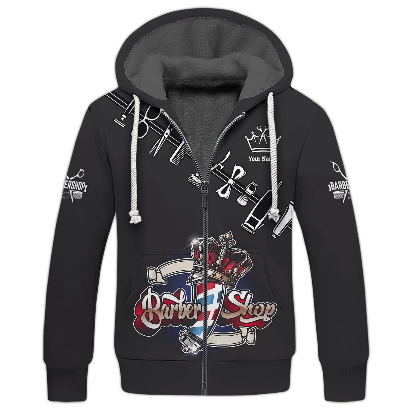 Zipper Hoodie Professional Hair Cutting Tools 3D Shirt Barber Custom T-Shirts