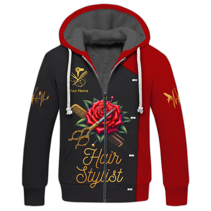 Hairstylist Custom T-Shirts Scissors And Comb Tattoo With Roses 3D Shirt