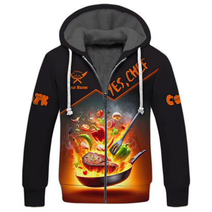 ZIpper Hoodie Personalized Custom T-Shirts Chef, Gif For Chef, Pan Of Chef 3D Shirts