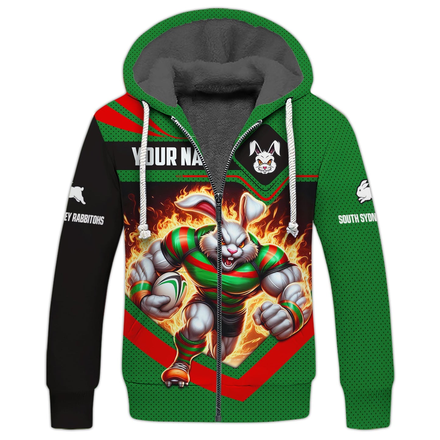 Zipper Hoodie Rugby Custom T-Shirts South Sydney Rabbitohs 3D Shirt