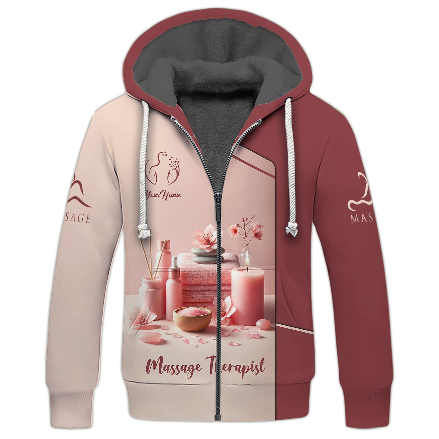 Zipper Hoodie Beautiful Spa Custom T-Shirts Cherry Blossom Therapeutic Massage Set 3D Shirt