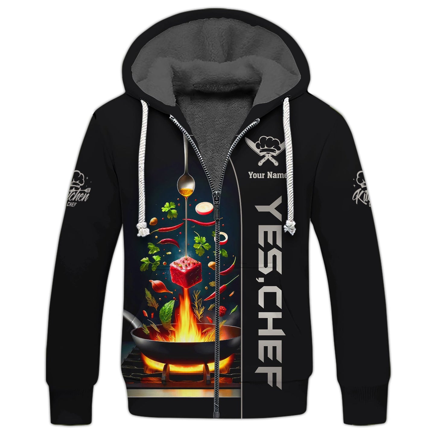 Zipper Hoodie Unisex Custom T-Shirts Chef Cooking 3D Shirt Gif For Chef