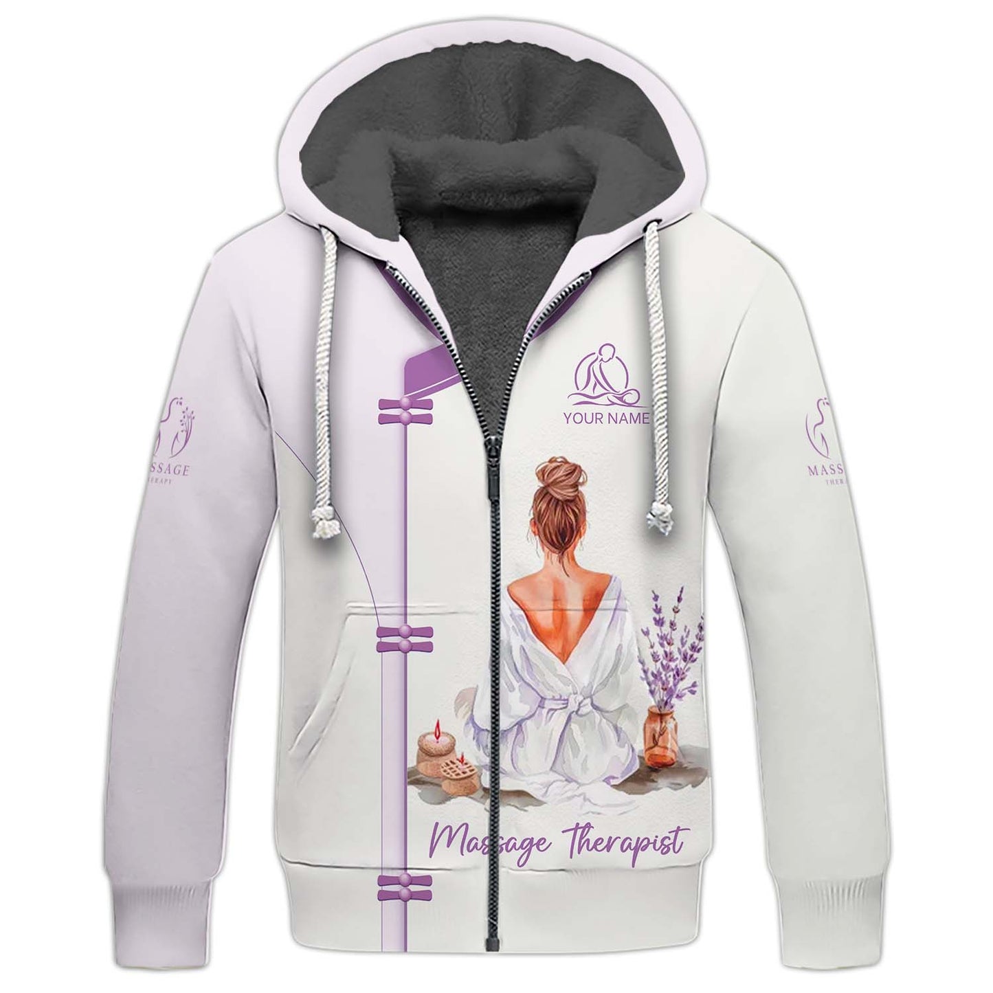 Zipper Hoodie Watercolor Girl And Flowers Relax 3D Shirts  Massage Therapist Custom T-Shirts